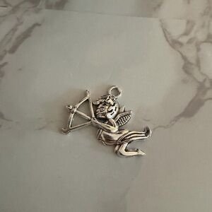 Silver Cherub Cupid Bow Pendant Charm